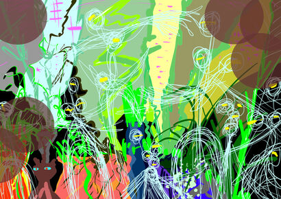 Brown bubbles and the mite - a Digital Graphics and Cartoon Artowrk by Valter Nebuloni